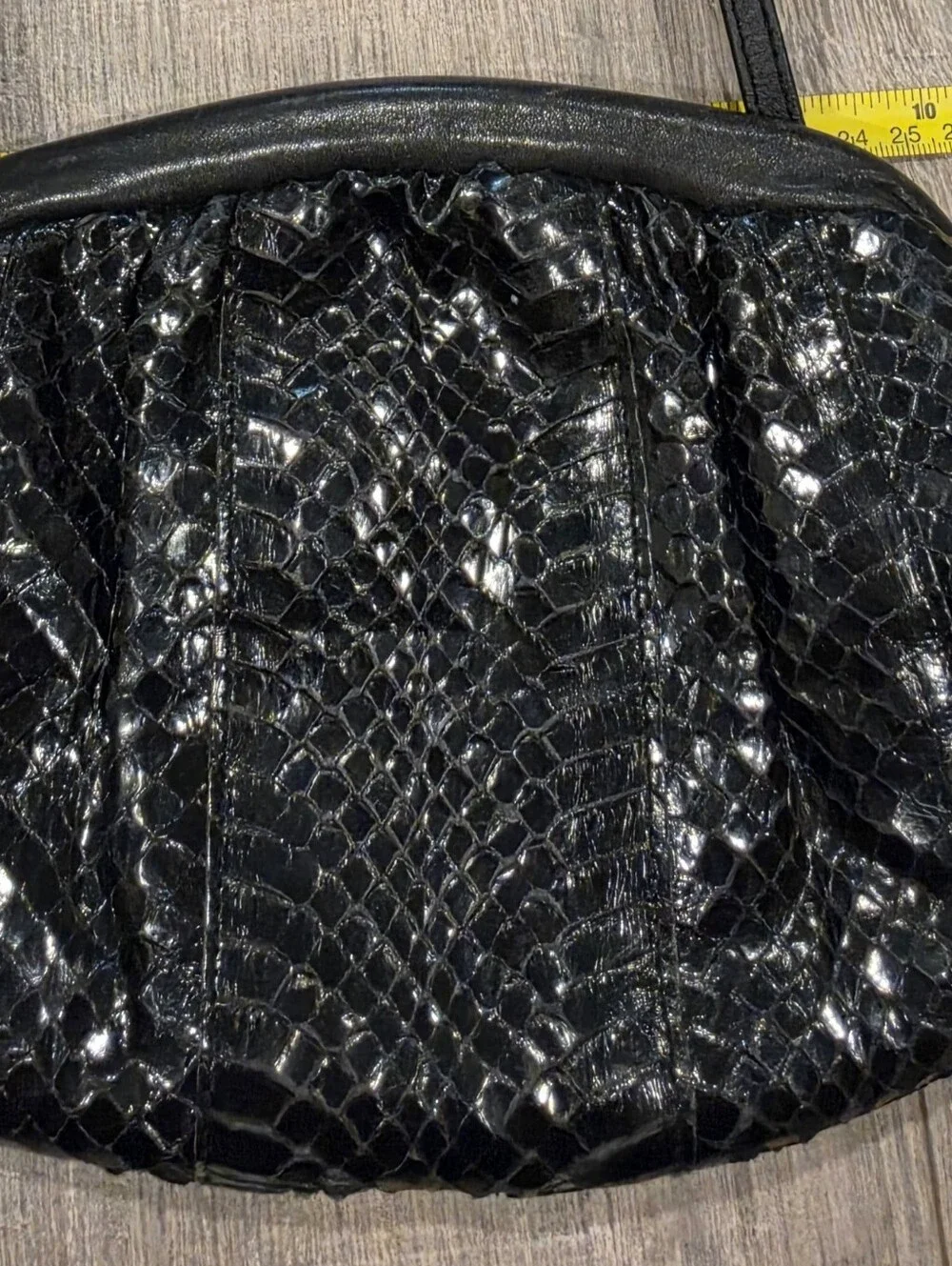 Vintage Pierre Cardin Black Snakeskin Shoulder Hobo Clutch Bag Y2K